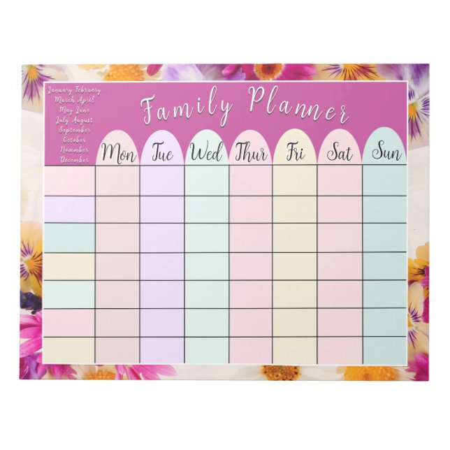 Bloc De Notas Planeador de familia floral (Frente)