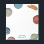 Bloc De Notas Planetas pintadas niños<br><div class="desc">Sistema solar pintado y planetas ilustracion de la Tierra,  Marte,  Venus,  Mercurio,  Luna,  Sol,  Neptuno,  Saturno,  Júpiter,  Urano,  Plutón,  cometas y estrellas en un fondo blanco diseñado por Shelby Allison.</div>