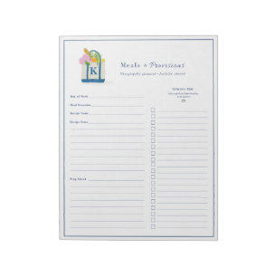 Bloc De Notas Planificación de Comidas Personalizada
