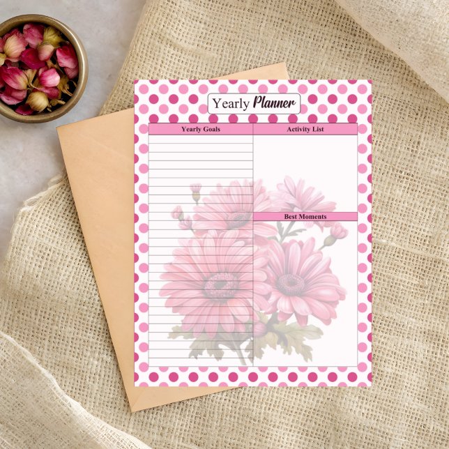 Bloc De Notas Planificador Anual Floral Rosa (Subido por el creador)