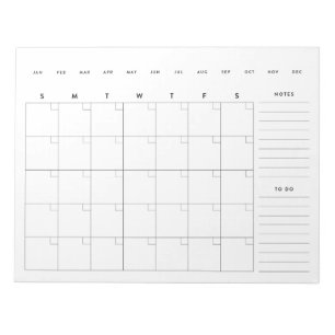 Bloc De Notas Planificador de calendario mensual en blanco minim