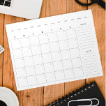 Bloc De Notas Planificador de calendario mensual en blanco minim<br><div class="desc">Un planificador de calendario en blanco y sin fecha para que escriba su calendario de fitness,  eventos,  tareas,  comidas y más!</div>