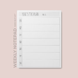 Bloc De Notas Planificador de calendario semanal en blanco simpl
