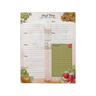 Bloc De Notas Planificador de Comidas con Pasta de Tomate