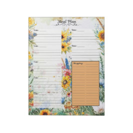 Bloc De Notas Planificador de Comidas Fantasía Floral 7 Días