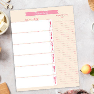 Bloc De Notas Planificador de comidas personalizado y lista de c