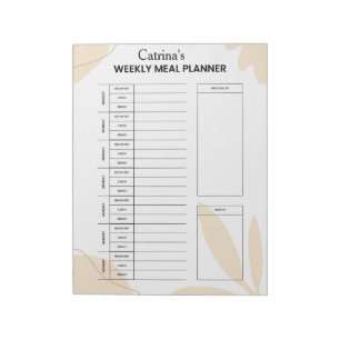 Bloc De Notas Planificador de comidas semanales personalizado