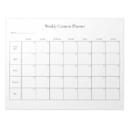 Bloc De Notas Planificador de contenido de medios sociales seman