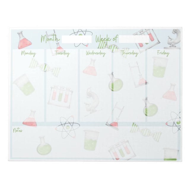 Bloc De Notas Planificador de Escritorio Semanal de Ciencia (Frente)