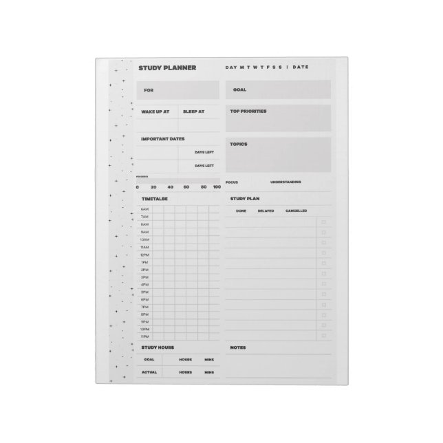 Bloc De Notas Planificador de estudios (Lado Izquierdo)