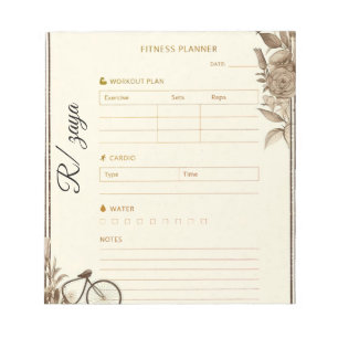 Bloc De Notas Planificador de Fitness clásico en oro pastel lind