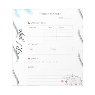 Bloc De Notas Planificador de Fitness mono y blanco lindo