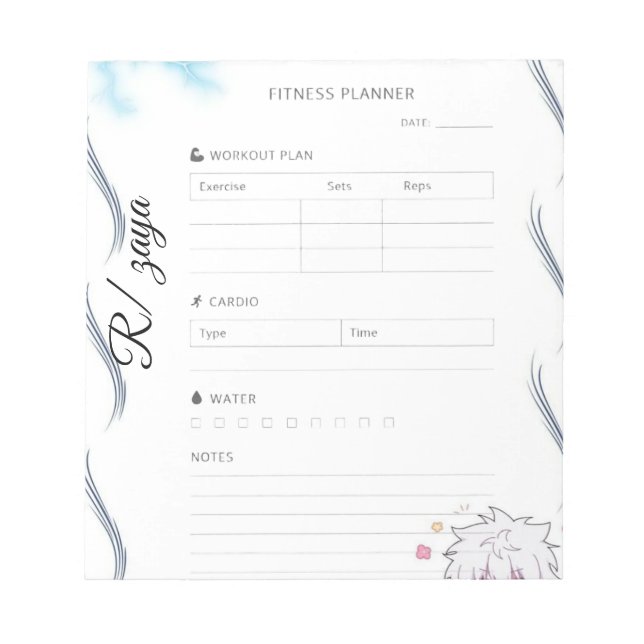 Bloc De Notas Planificador de Fitness mono y blanco lindo (Frente)