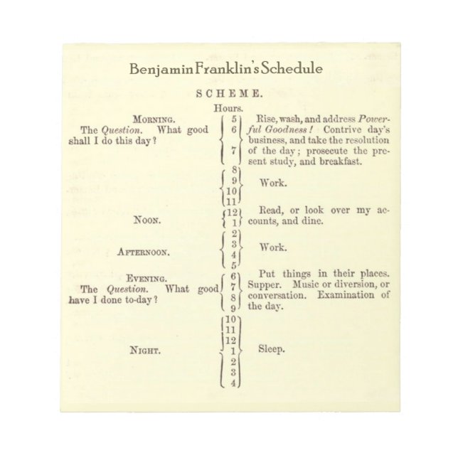 bloc de notas Planificador de Horario de Benjamin  (Frente)