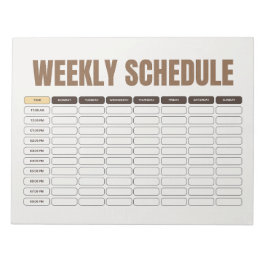 Bloc De Notas Planificador de Horario Semanal Minimalista Cuadrí