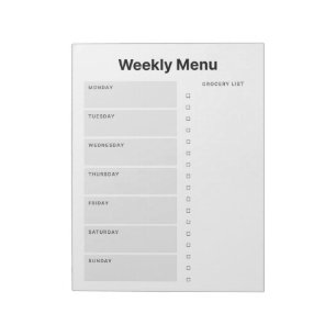 Bloc De Notas Planificador de menú semanal
