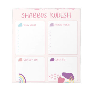 Bloc De Notas Planificador de menús de Shabbos