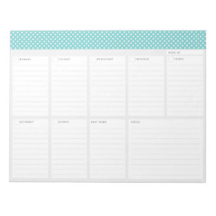 Bloc De Notas Planificador de mesa semanal de puntos polka