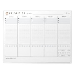 Bloc De Notas Planificador de prioridades semanales