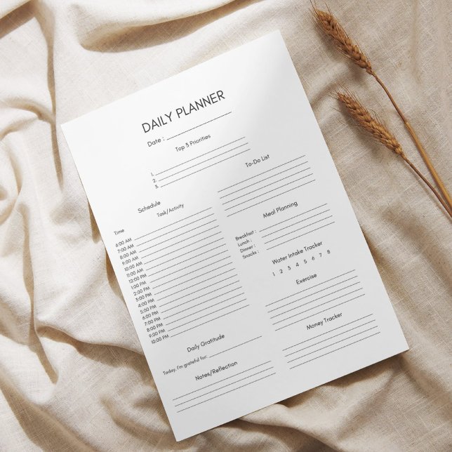 Bloc De Notas Planificador diario blanco minimalista (Subido por el creador)