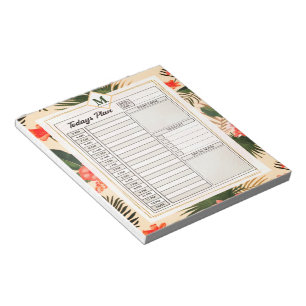 Bloc De Notas Planificador diario de plantas tropicales monogram