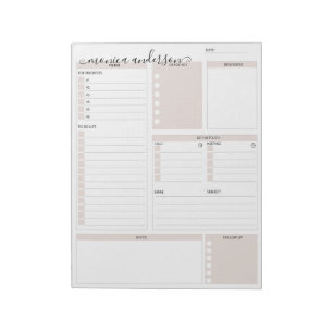 Bloc De Notas Planificador diario de tareas organizador monogram