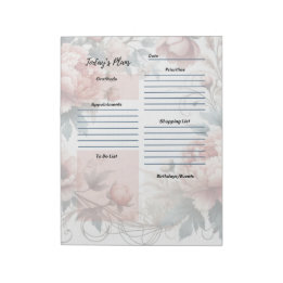 Bloc De Notas Planificador Diario Diseño Floral Peonía Polvorien