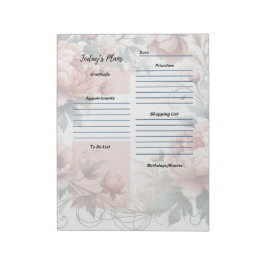 Bloc De Notas Planificador Diario Diseño Floral Peonía Polvorien
