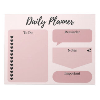 Bloc De Notas Planificador Diario Minimalista Corazón Rosa Polvo