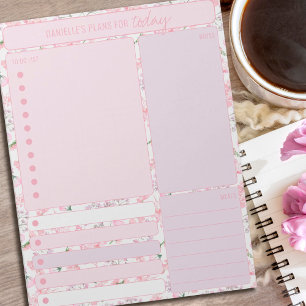 Bloc De Notas Planificador Diario Notas Florales Rosadas Lista d