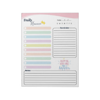 Bloc De Notas Planificador Diario Pastel - Lista de tareas, reco