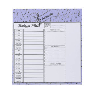 Bloc De Notas Planificador diario personalizado musical negro