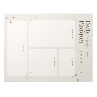 Bloc De Notas Planificador diario simple con notas y recordatori