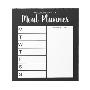 Bloc De Notas Planificador familiar semanal de comidas
