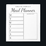Bloc De Notas Planificador familiar semanal de comidas<br><div class="desc">Planificador de Comidas Semanales Familiares Personalizadas. Cree un planificador de comidas personalizado para su cocina familiar. Espacio para escribir planes de comidas para cada día de la semana. También agrega alimentos y más al organizador de la lista de compras. Presenta un diseño minimalista moderno en blanco y negro y un...</div>