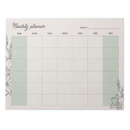Bloc De Notas Planificador mensual beige minimalista, texto pers