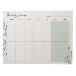 Bloc De Notas Planificador mensual beige minimalista, texto pers