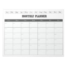 Planificador Mensual Calendario Simple Blanco