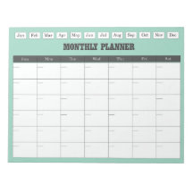 Planificador Mensual Calendario Simple Verde Azul