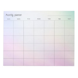 Bloc De Notas Planificador mensual de gradiente pastel, título p