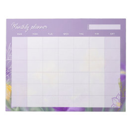 Bloc De Notas Planificador Mensual Floral de Lavanda Elegante