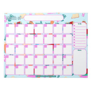 Bloc De Notas Planificador mensual personalizado | Acogedor patr