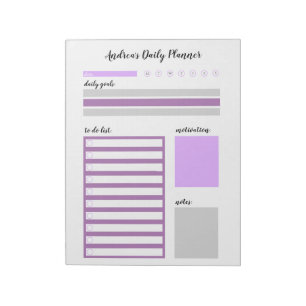 Bloc De Notas Planificador Purple Gray Daily Personalizado