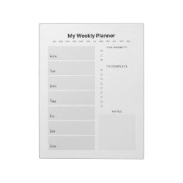 Bloc De Notas Planificador semanal