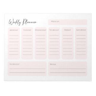 Bloc De Notas Planificador Semanal Apaisado en Rosa Beige
