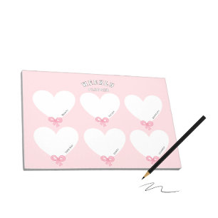 Bloc De Notas Planificador semanal con corazones blancos