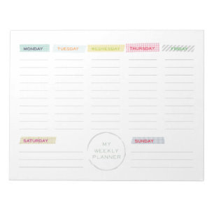 Bloc De Notas Planificador semanal de cinta Washi