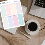 Bloc De Notas Planificador semanal de Colorblock<br><div class="desc">Usa esta pancarta desgarradora para garabatear todas las cosas que necesitas para terminar. Esta lista de tareas pendientes y planificadores semanales de bloques de color con colores simples que le ayudarán a bloquear sus días y a realizar un seguimiento de sus tareas pendientes para cada día de la semana.</div>