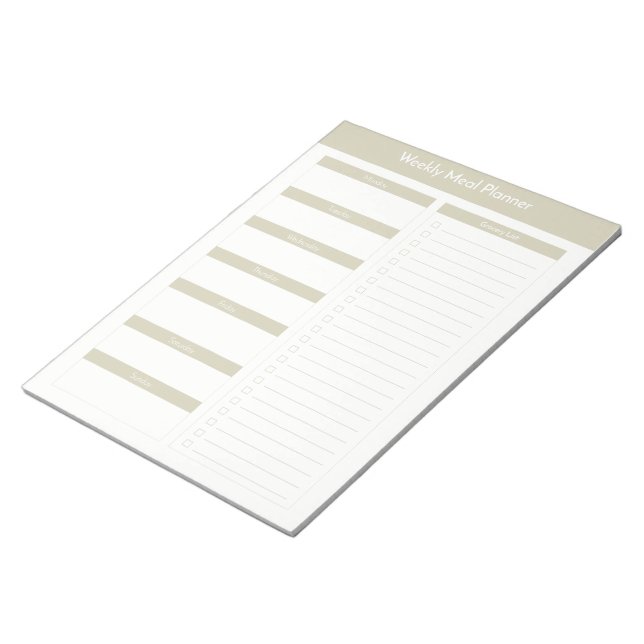 Bloc De Notas Planificador semanal de comidas - Taupe (Lado Derecho)