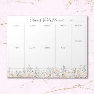Bloc De Notas Planificador Semanal de Flores Florales Coloridas 